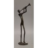 A patinated bronze model of a jazz trumpeter. 34.5 cm high.
