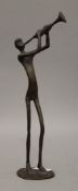 A patinated bronze model of a jazz trumpeter. 34.5 cm high.