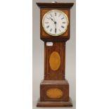 A mahogany miniature longcase clock. 41 cm high.