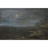 H M ASH, Moonlit Beach Scene, oil on canvas, framed. 75 x 50 cm.