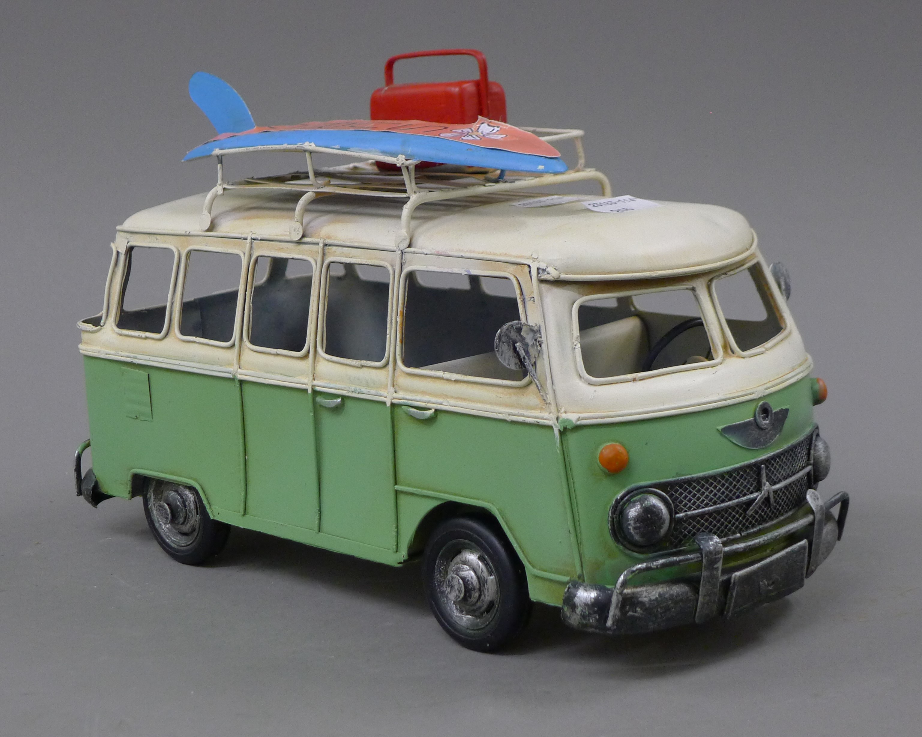 A model of a camper van. 26 cm long.