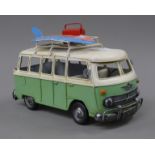 A model of a camper van. 26 cm long.