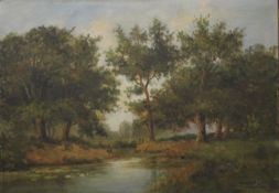 River Landscape, oil on canvas, framed. 68 x 48 cm.