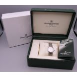 A boxed Frederique Constant wristwatch. 3 cm wide.