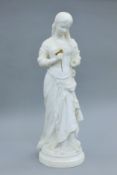 A 19th century marble model of a girl. 77 cm high.