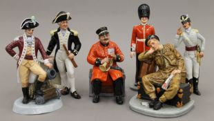 Six various Royal Doulton figurines.