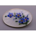 A David Anderson enamel oval flower brooch. 2.5 cm wide.