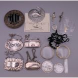 A quantity of various jewellery, decanter labels, etc.