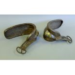 A pair of antique Chinese mixed metal inlaid iron stirrups. Each 29 cm long.