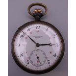 A Zenith Chronometer pocket watch in gun metal, with 24 hour dial. 5 cm diameter.