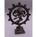 A small bronze travelling shrine of Shiva Nataraja. 9.5 cm high.