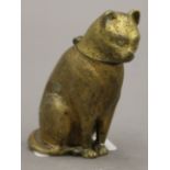 A bronze hinged model of a cat, probably a vesta. 7 cm high.