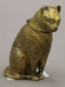 A bronze hinged model of a cat, probably a vesta. 7 cm high.