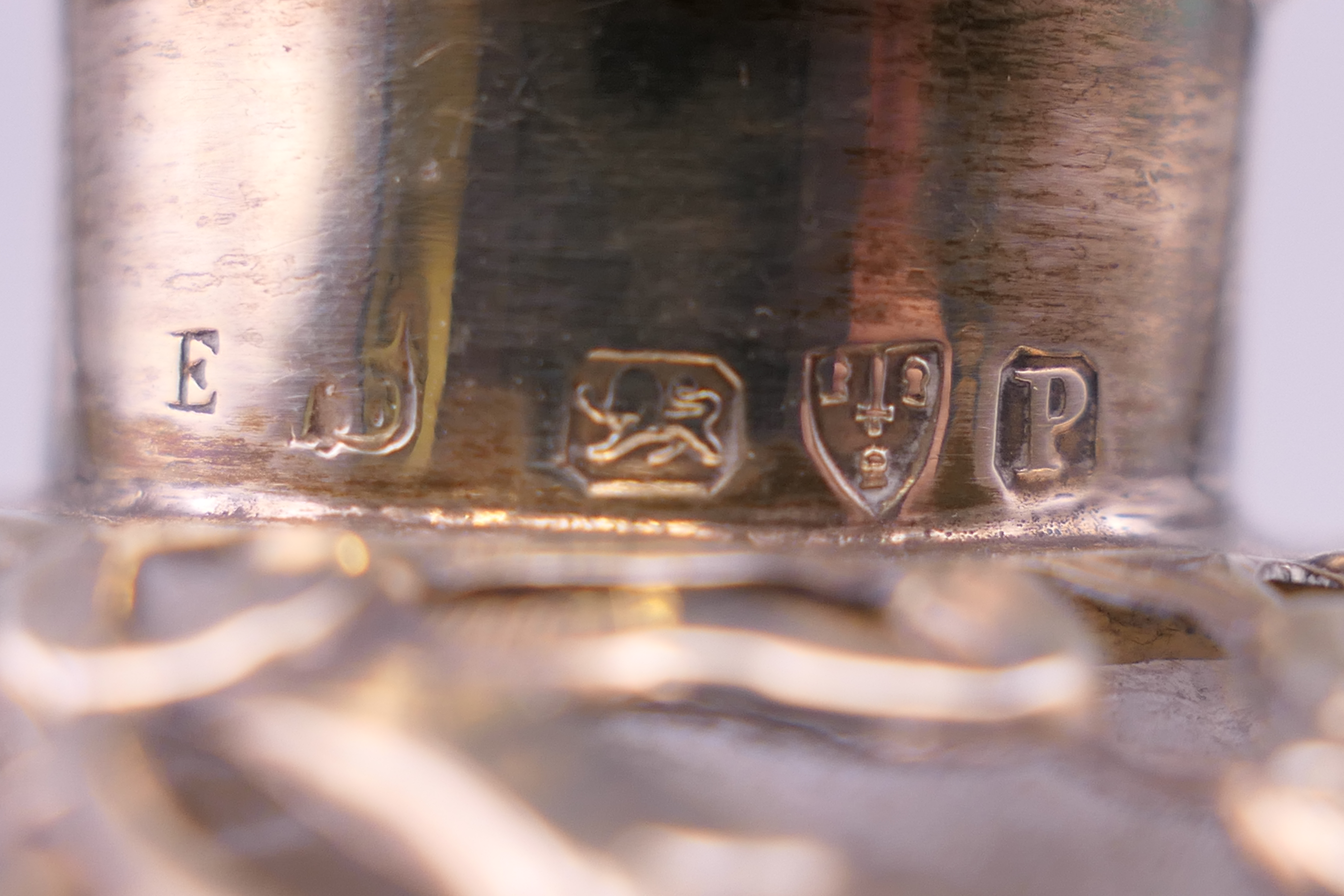 A silver topped bulbous perfume bottle. 12 cm high. - Image 7 of 7