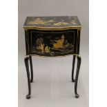 An early 20th century chinoiserie sewing table. 48.5 cm wide.