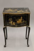 An early 20th century chinoiserie sewing table. 48.5 cm wide.