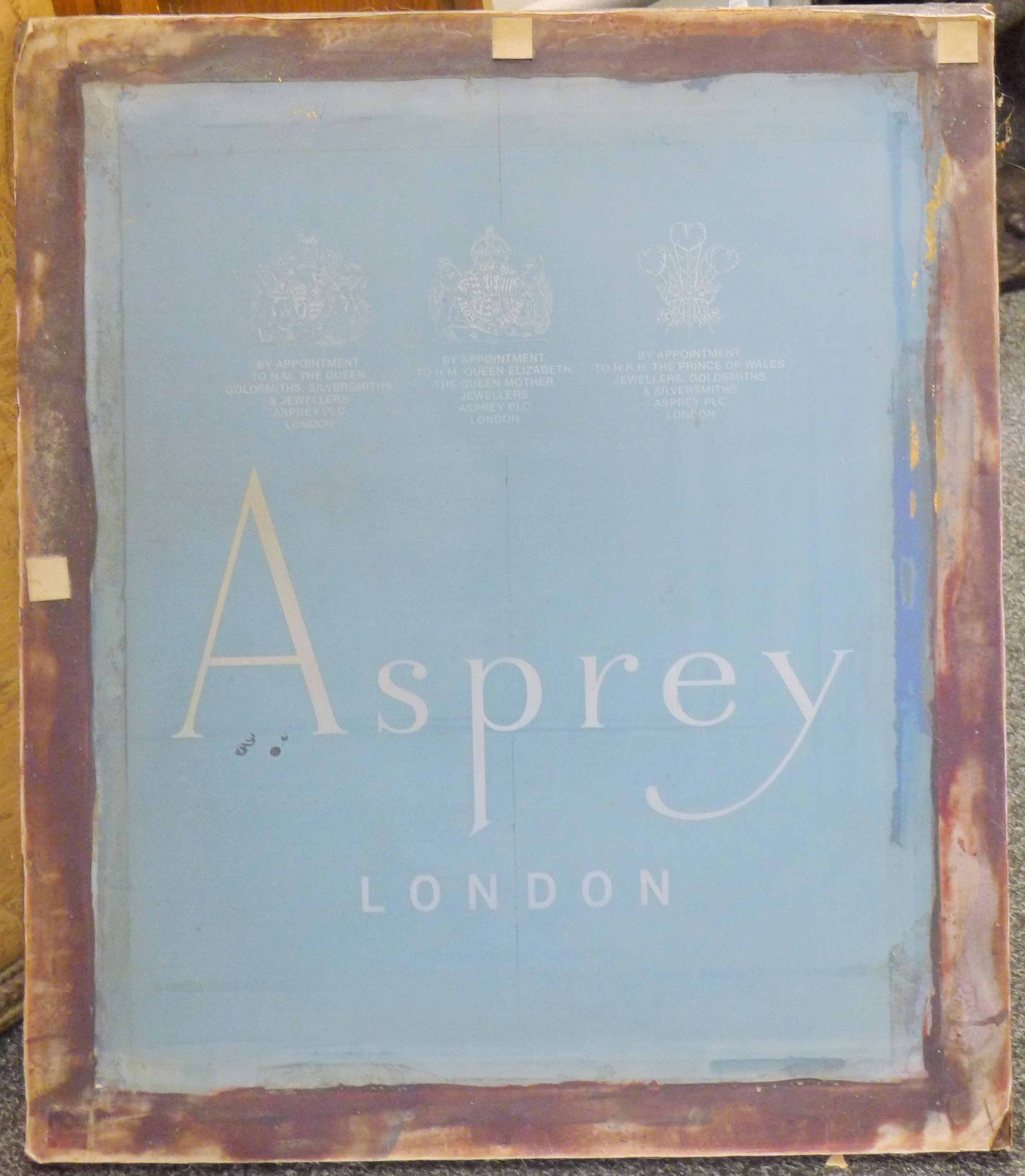 An Asprey etched glass panel and printing screen. The former 53 x 53 cm. - Bild 2 aus 3