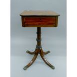A 19th century mahogany single drawer pedestal side table. 40 cm wide.