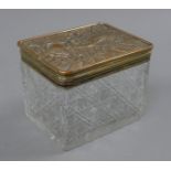 A French silver plate and cut glass casket. 12 cm high.