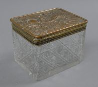 A French silver plate and cut glass casket. 12 cm high.