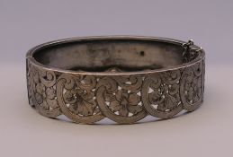 A Victorian silver bangle for bracelet. 6 cm inner diameter.