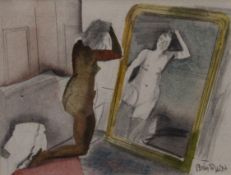 STAN SMITH (born 1929) British, Nude in the Mirror, watercolour and pencil, framed and glazed. 22.