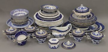 A quantity of blue and white porcelain.