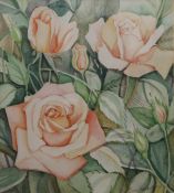 LINDA RICHARDSON (British), Roses, watercolour, framed and glazed. 25 x 28 cm.