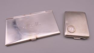 A silver matchbox holder and a Tiffany silver business card holder. Tiffany card holder 9.5 cm x 5.