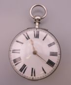 A George Gunn gentlemen's silver pocket watch, fusee movement numbered 804, the case London 1851.