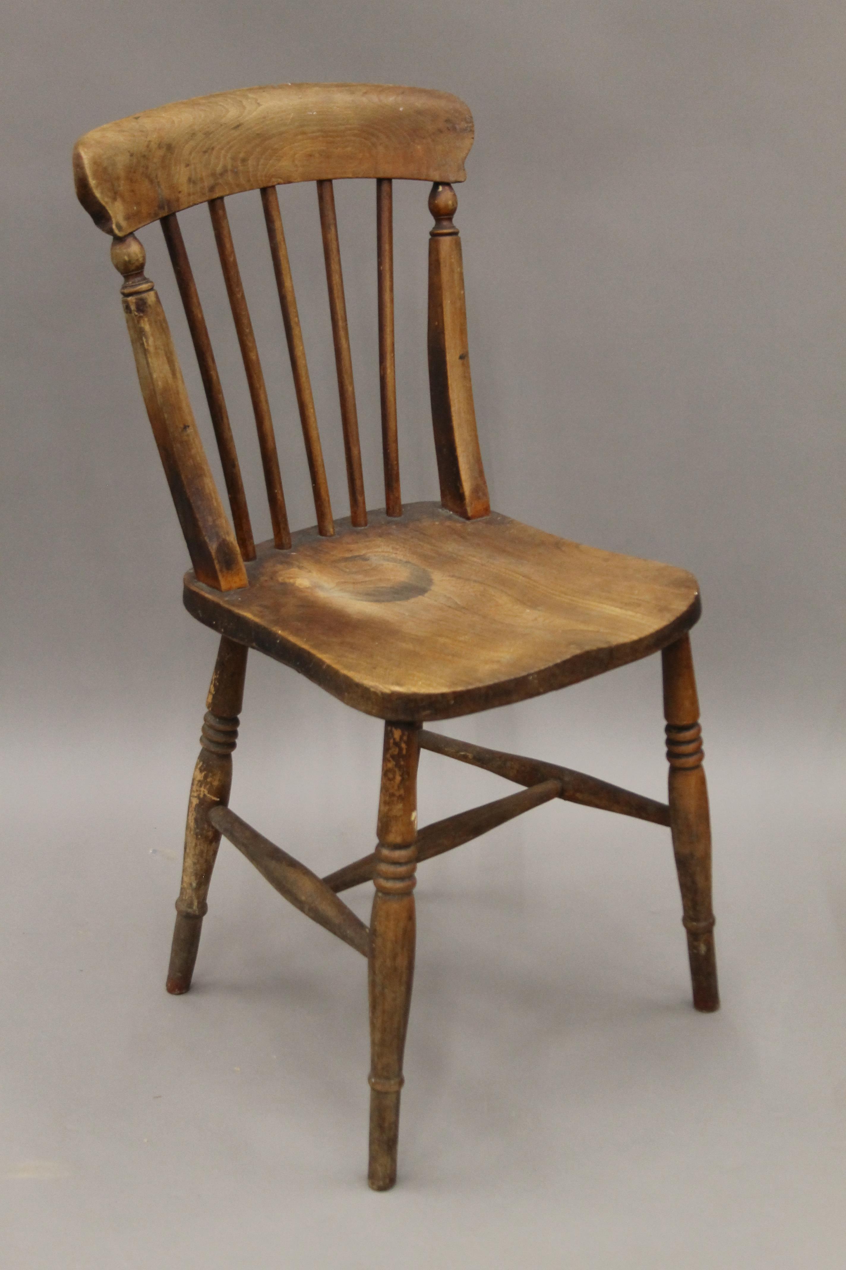 A 19th century mahogany open arm chair and three other various chairs. The former 62 cm wide. - Image 2 of 6