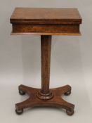 A 19th century yew wood veneered folding card table. 45.5 cm wide.