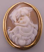 A Victorian unmarked gold cameo brooch. 4.5 cm high.