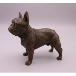 A bronze model of a French bulldog. 7.5 cm long, 7 cm high.