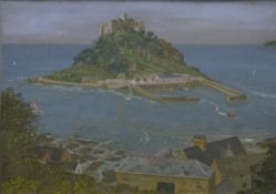 MICHAEL TINGLE (born 1954) British, St Michael's Mount, oil on panel, signed and dated '88, framed.