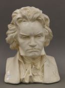 A large plaster bust of Beethoven, signed S Setto.