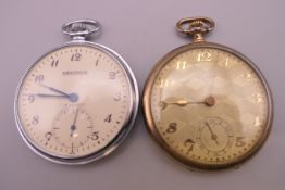 Two pocket watches - Sekonda and Tempo. Tempo 4.75 cm diameter.