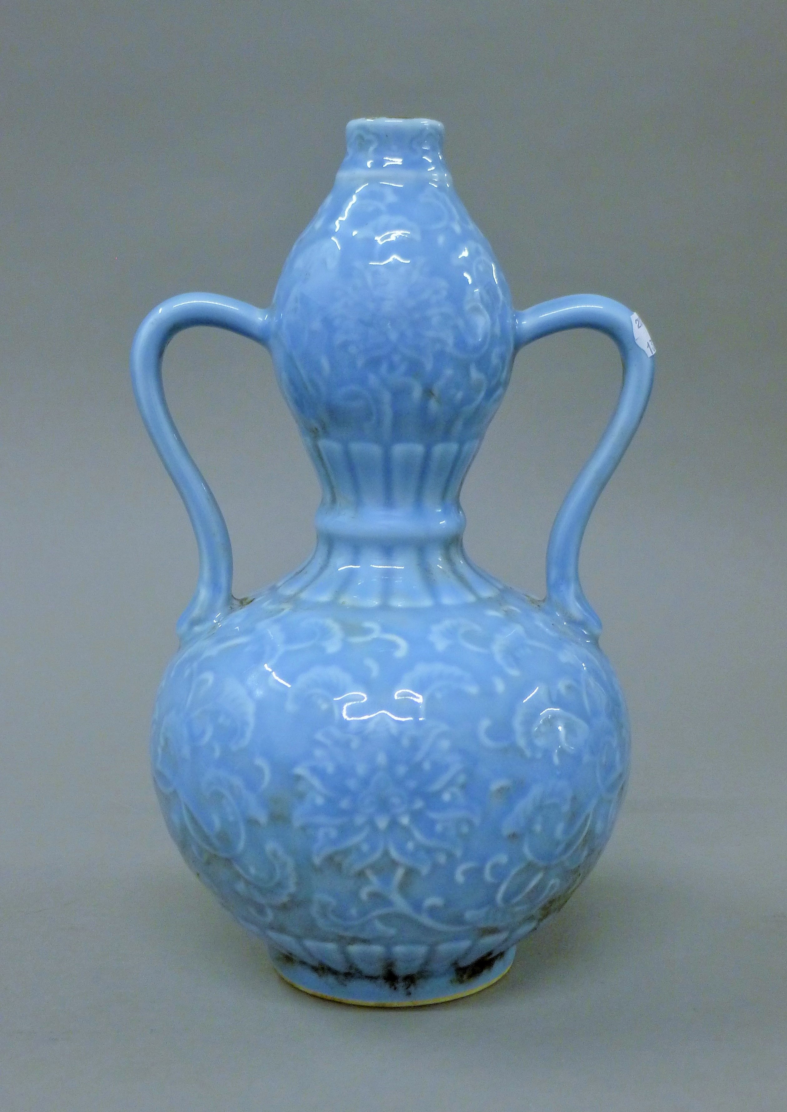 A Chinese blue double gourd vase. 30 cm high.