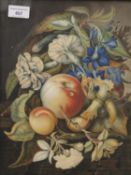 A 19th century print, Still Life of Fruit and Flowers, framed and glazed. 25.5 x 33 cm.