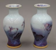A pair of Chinese pottery vases. 15.5 cm high.