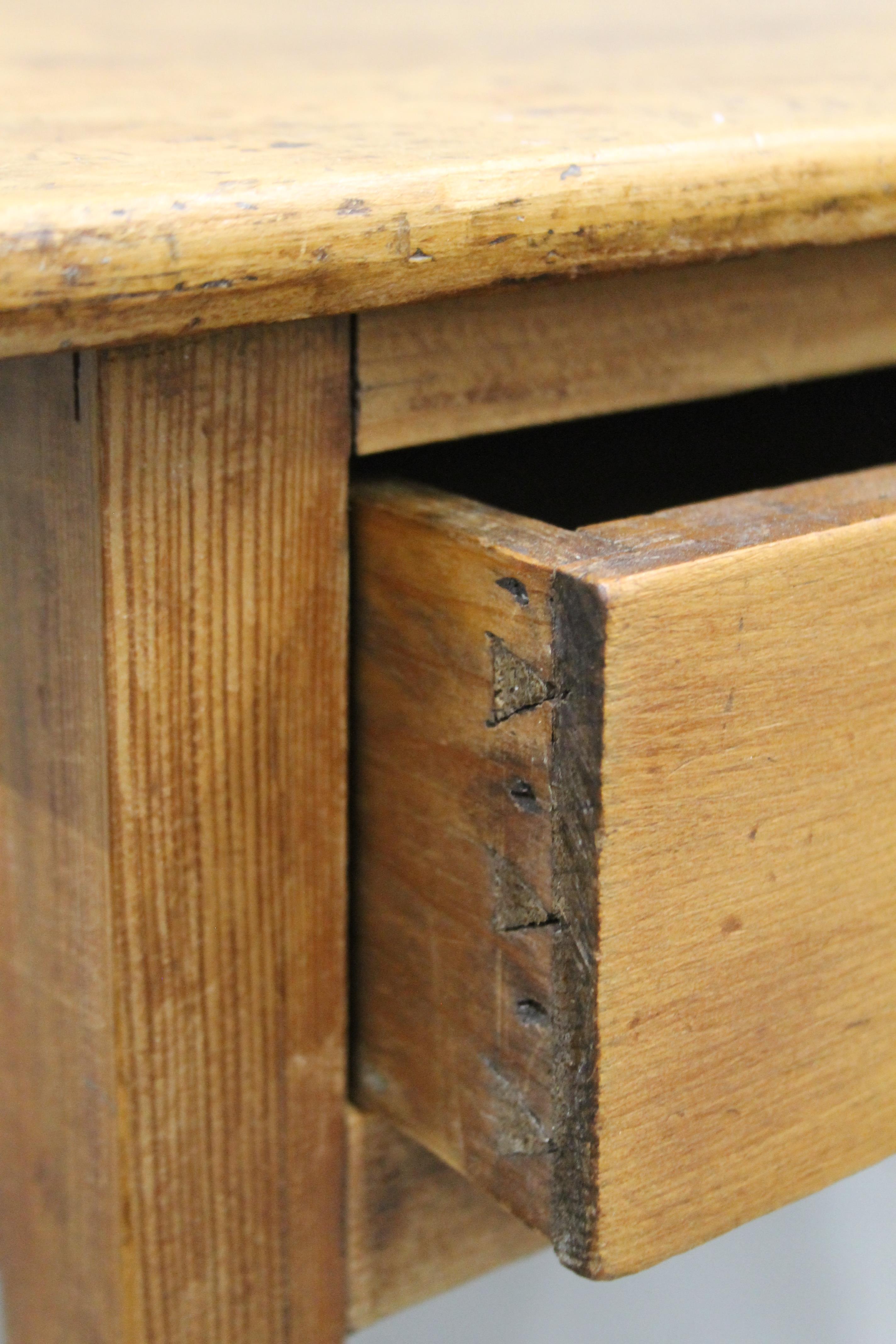 A 19th century pine single drawer table. 78 cm wide. - Image 5 of 6