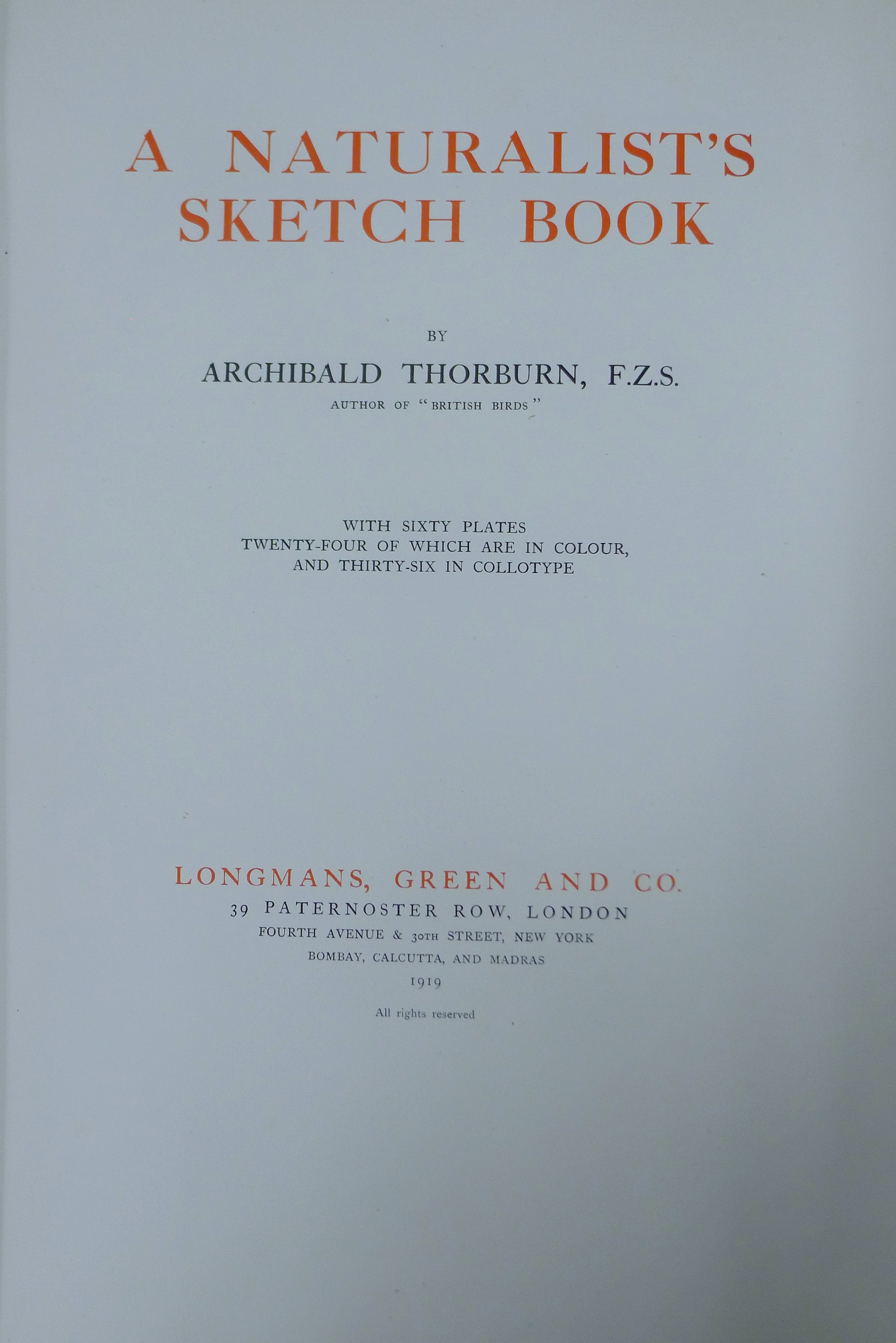 Archibald Thorburn, A Naturalist's Sketch Book, 1919, first edition, - Image 2 of 4