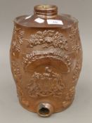 A Victorian pottery spirit barrel. 26 cm high.