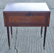 A 19th century inlaid mahogany Pembroke table. 46 cm wide flaps down.