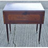A 19th century inlaid mahogany Pembroke table. 46 cm wide flaps down.