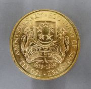 A Republic of Singapore 1969 Anniversary of the Founding of Singapore 150 dollar 22 ct gold coin,