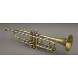 A hand finished vintage Rudy Muck balanced brass and nickel Bb trumpet, circa 1959,