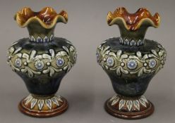 A pair of small Royal Doulton vases. 10 cm high.