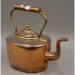 A Victorian copper kettle. 30 cm high.