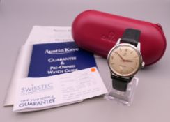 An Omega Seamaster stainless steel manual wristwatch, circa 1962,
